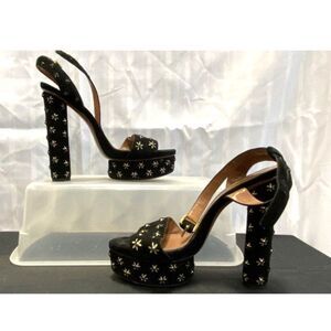 Vtg. Alaia Women's Black Suede Studded Azzedine Platform Sandals Made in Italy